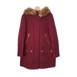J. Crew Chateau Parka in Italian Stadium Cloth Wool Burgundy Red G9093 Size 4